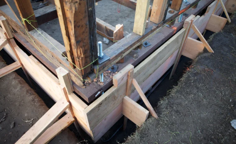 solid concrete foundation after fire